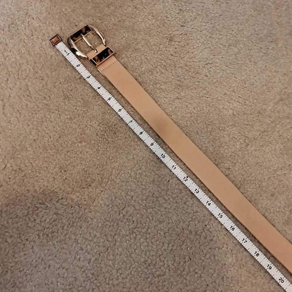 Studio F Women’s Belt Size XS/S Tan Gold Buckle Leopard Faux Leather Adjustable